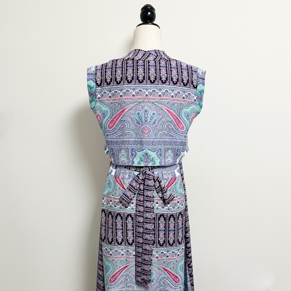 BCBGMaxazria White Purple Kyla Plum Berry Sleeveless Back Tie Maxi Dress Small - Picture 7 of 10